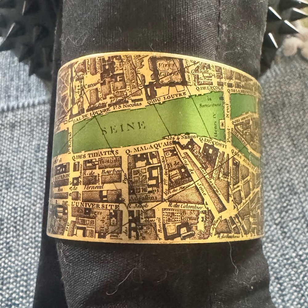 Vintage Brass Map Cuff Bracelet of Paris